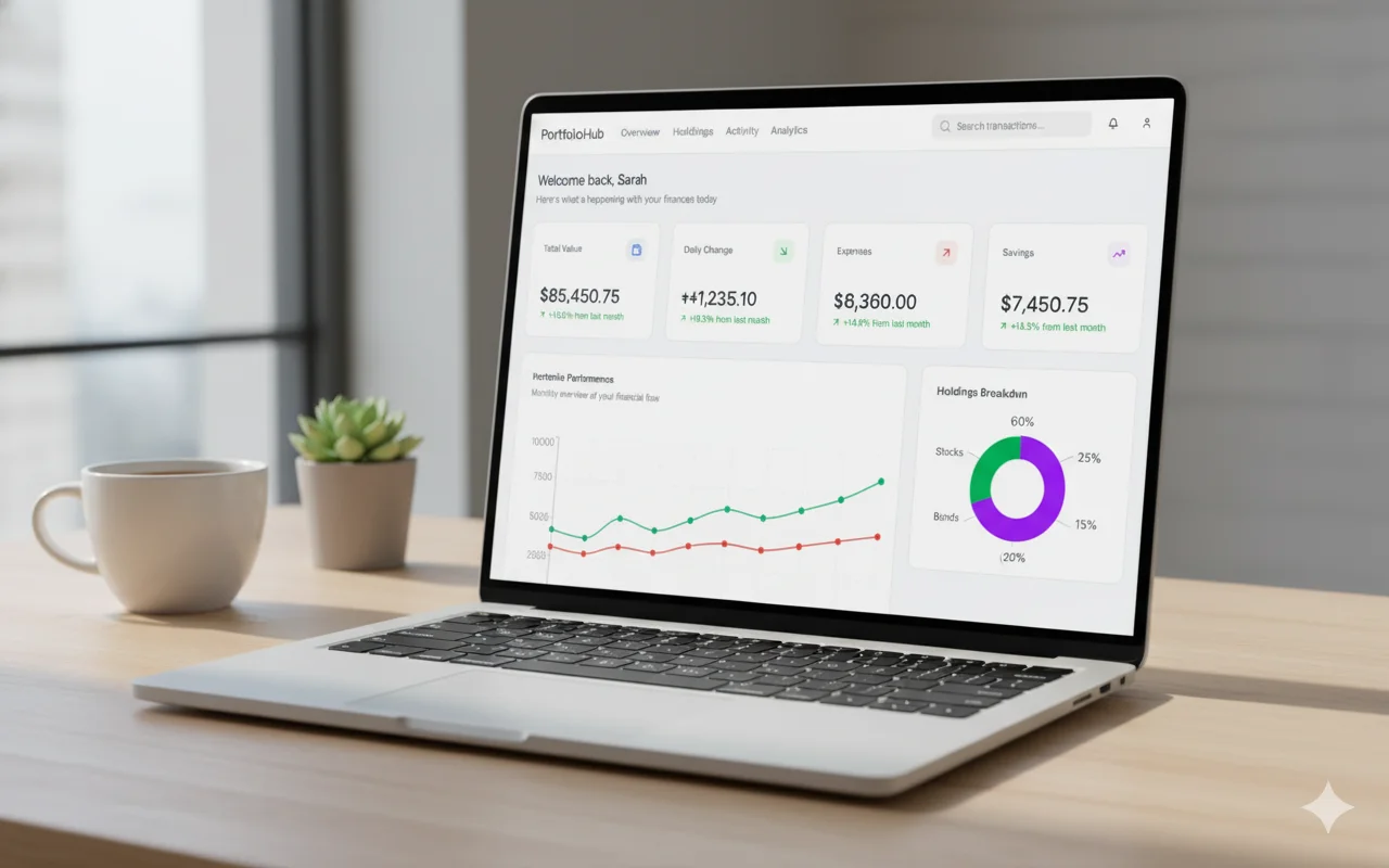 Main dashboard of a modern banking application